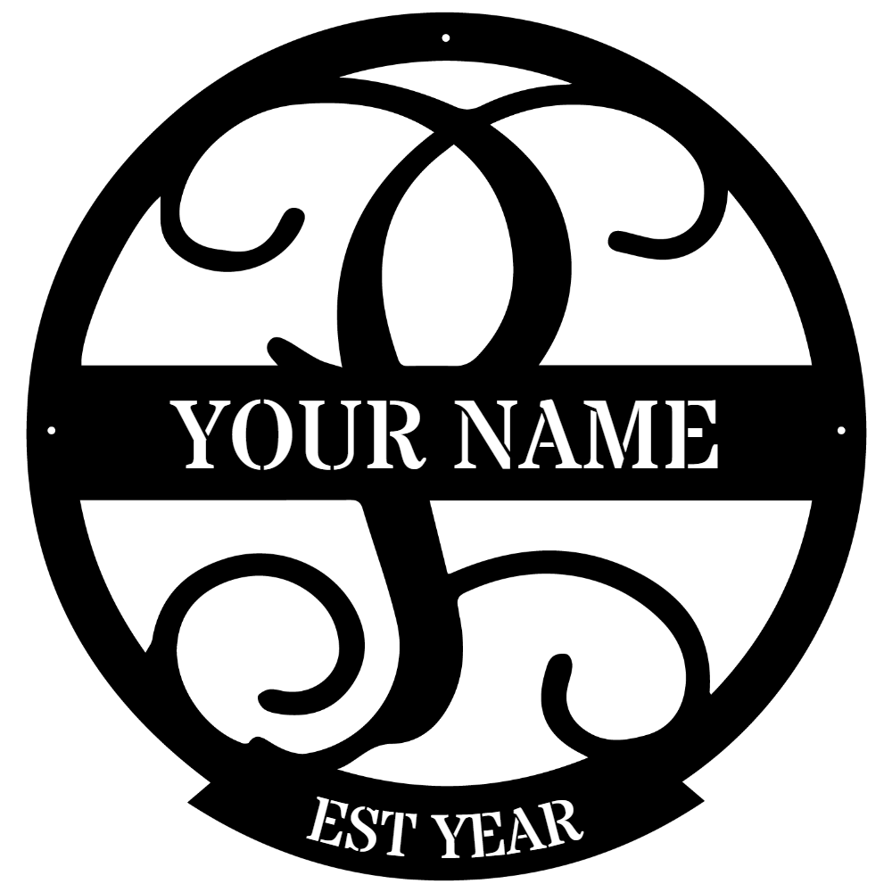 Family Name Monogram Metal Sign