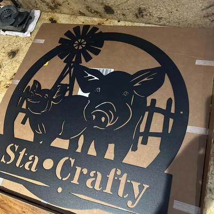 Custom Name Pig Farm Metal Sign