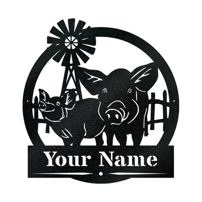 Custom Name Pig Farm Metal Sign