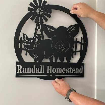 Custom Name Pig Farm Metal Sign