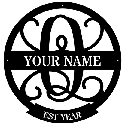 Family Name Monogram Metal Sign