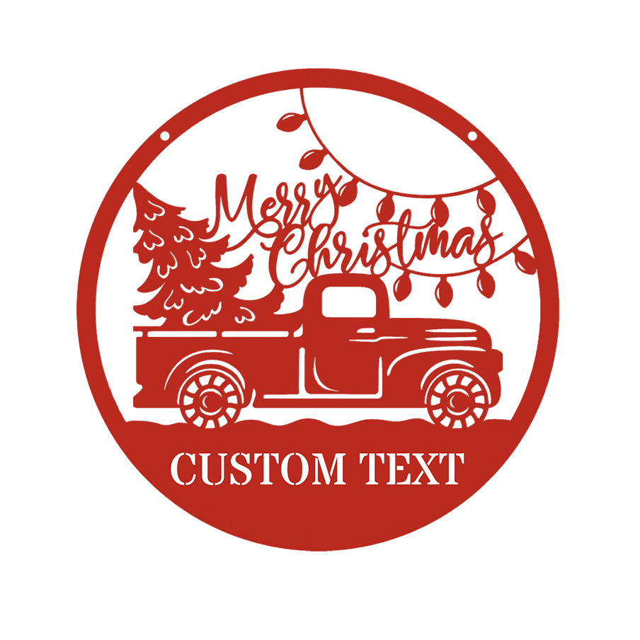 Old Christmas Truck Metal Sign