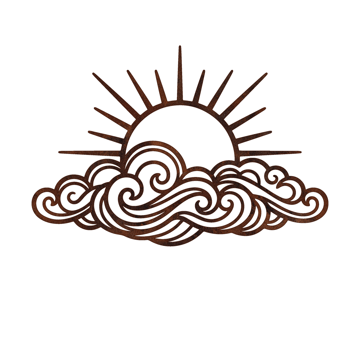Rising Sun Over Waves Metal Wall Art — design