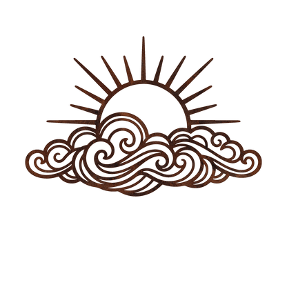 Rising Sun Over Waves Metal Wall Art — design