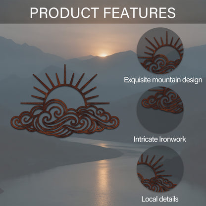 Rising Sun Over Waves Metal Wall Art — features