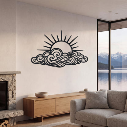 Rising Sun Over Waves Metal Wall Art — lifestyle