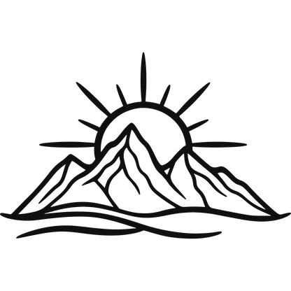 Line Art Mountain Sunrise Metal Wall Art — design