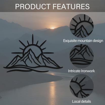 Line Art Mountain Sunrise Metal Wall Art — features