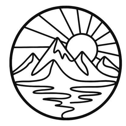 Circular Mountain Lake Sunrise Metal Wall Art — design