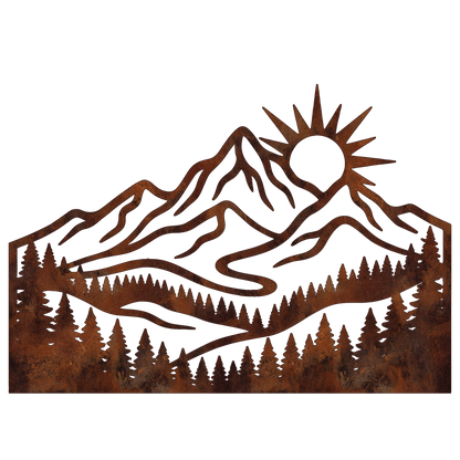 Forest Mountain Sunrise Metal Wall Art — design