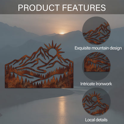 Forest Mountain Sunrise Metal Wall Art — features