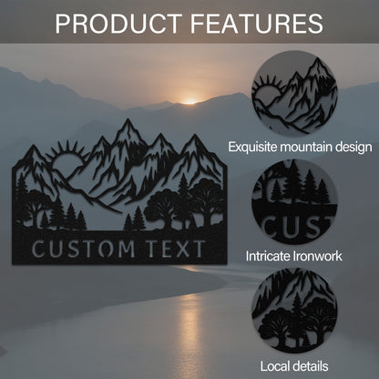 Custom Mountain Sunrise Forest Metal Sign — features