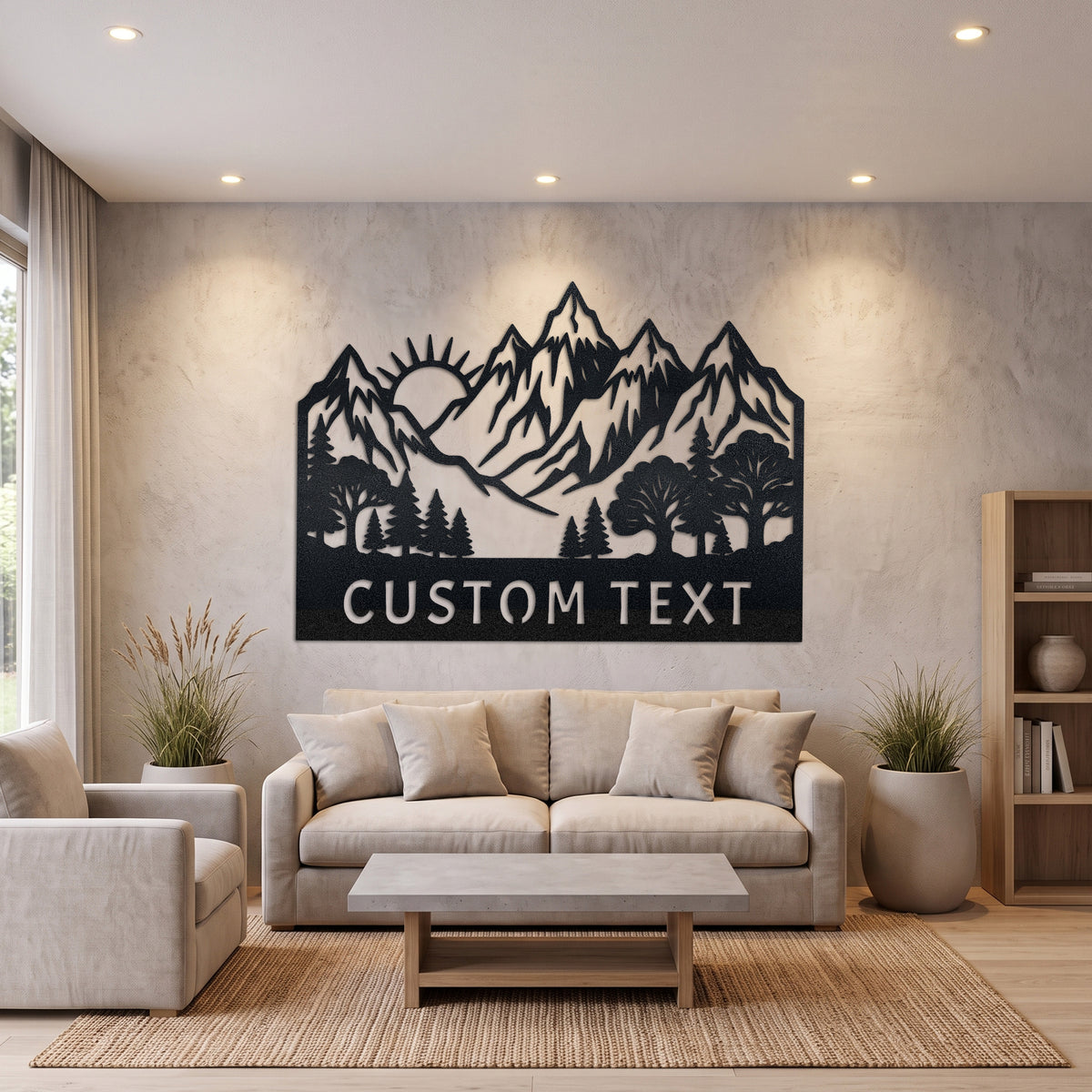 Custom Mountain Sunrise Forest Metal Sign — lifestyle