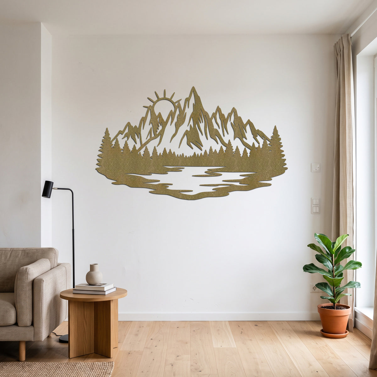Mountain Lake Sunrise Metal Wall Art — copper