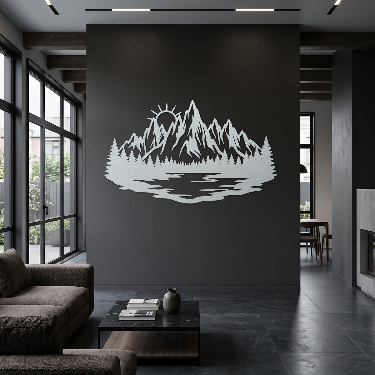 Mountain Lake Sunrise Metal Wall Art — white