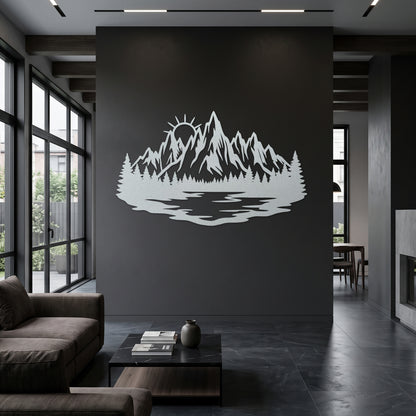 Mountain Lake Sunrise Metal Wall Art — white