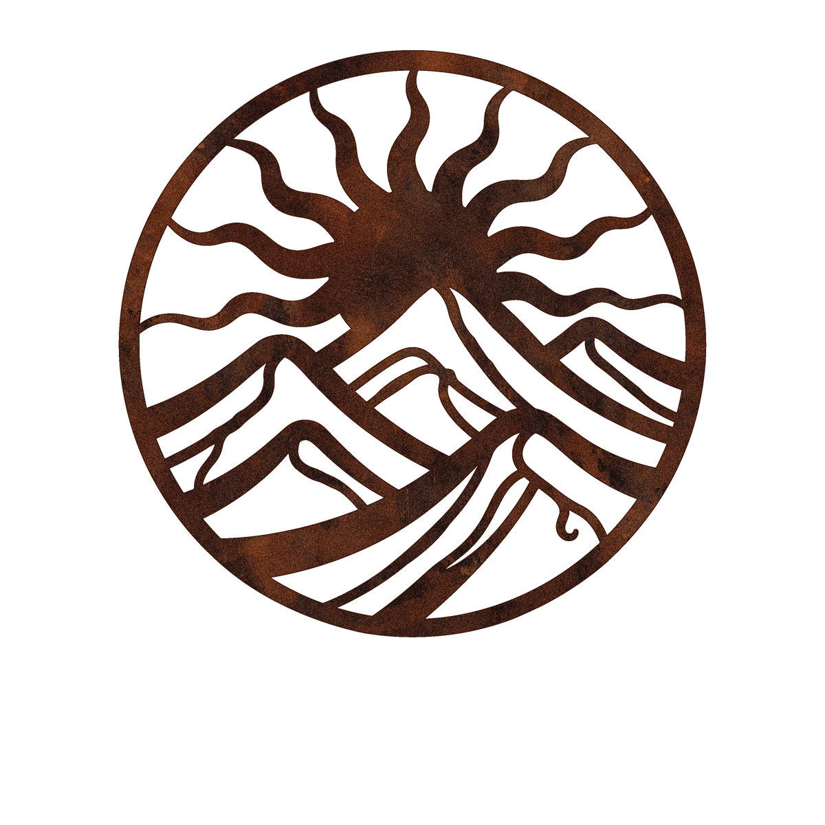 Circular Wavy Sun Mountain Metal Wall Art — design
