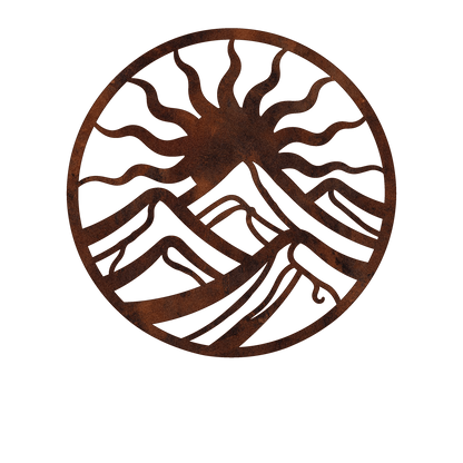 Circular Wavy Sun Mountain Metal Wall Art — design