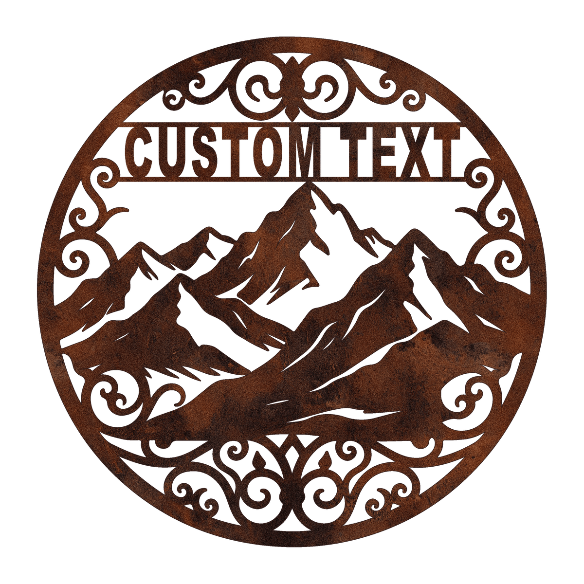 Custom Circular Mountain Metal Sign — design