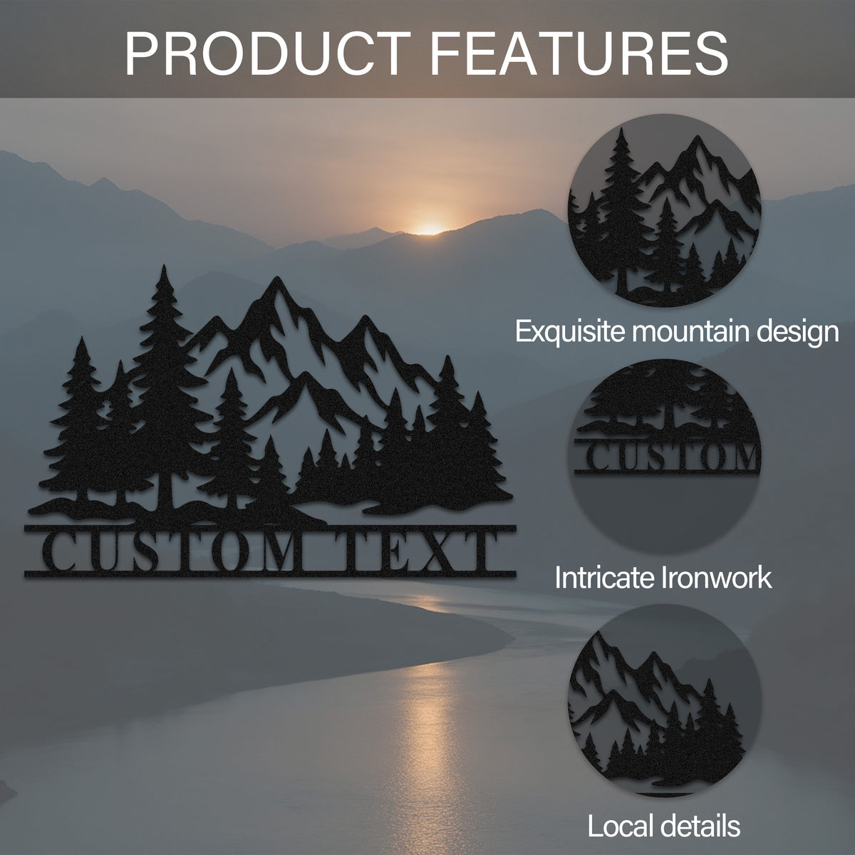 Custom Mountain Pine Forest Metal Sign — features
