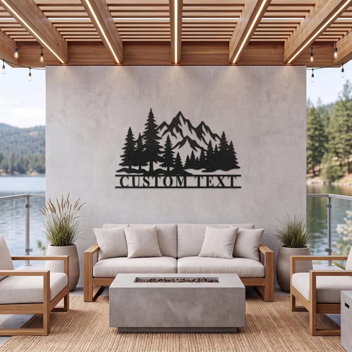 Custom Mountain Pine Forest Metal Sign — black