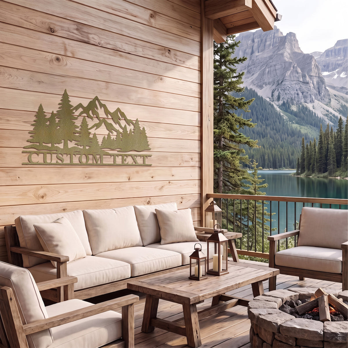 Custom Mountain Pine Forest Metal Sign — copper
