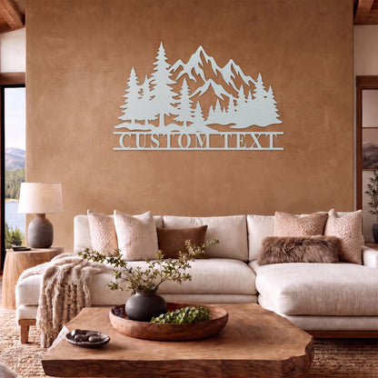 Custom Mountain Pine Forest Metal Sign — white