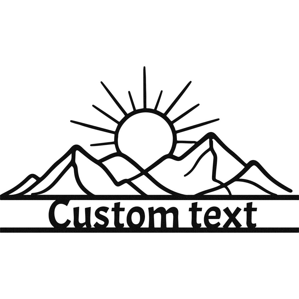 Custom mountain sunrise metal sign design with customizable text