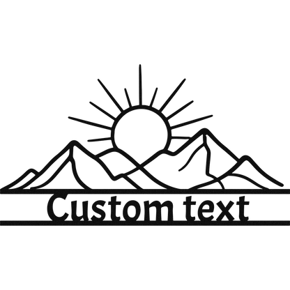 Custom mountain sunrise metal sign design with customizable text