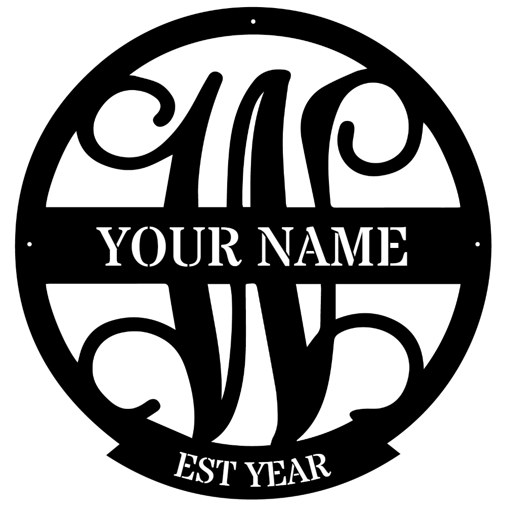 Family Name Monogram Metal Sign