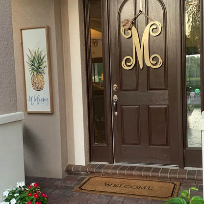 Metal Initial Door Wreath With Ribbon