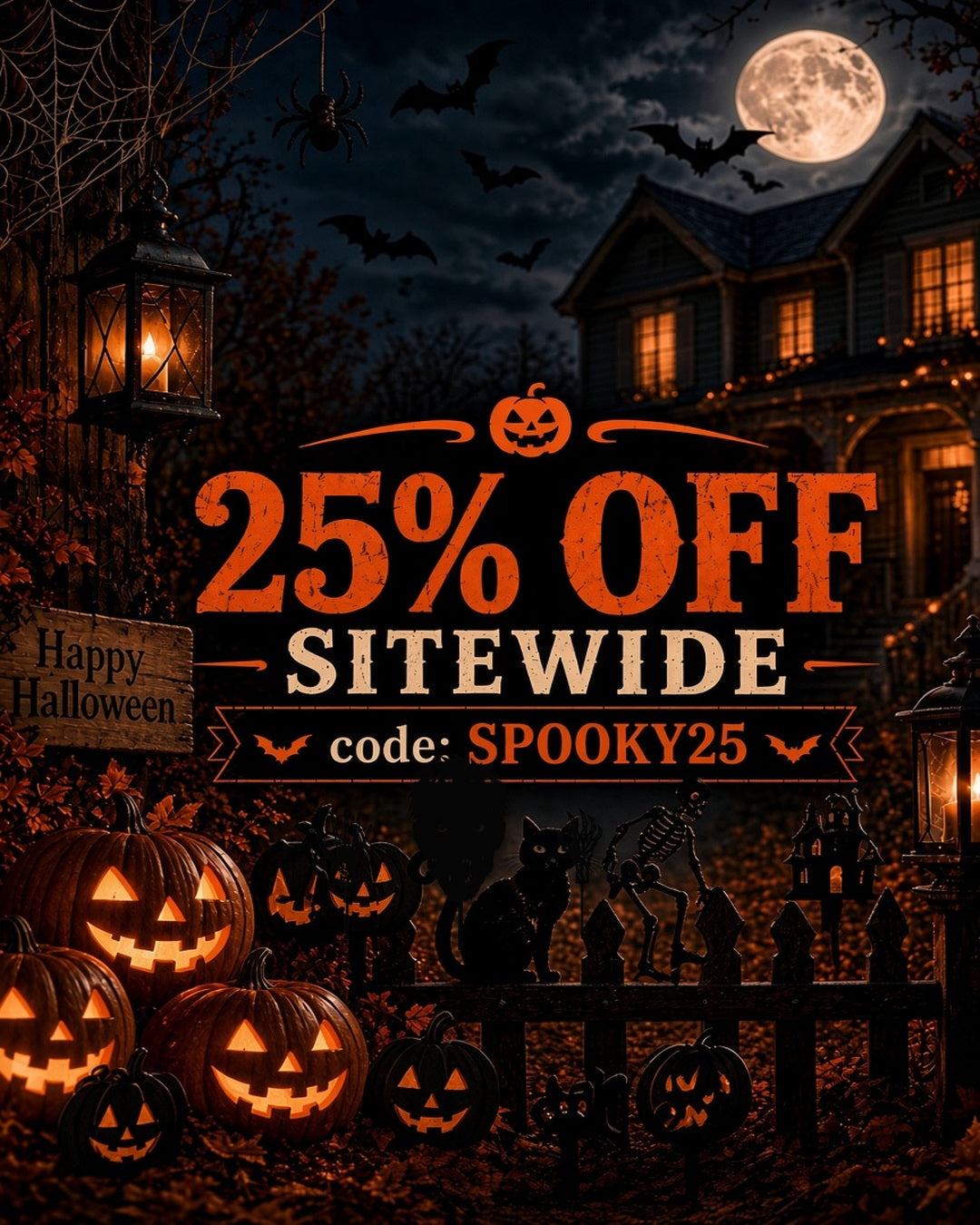 Halloween metal yard art banner mobile