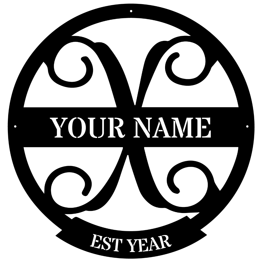 Family Name Monogram Metal Sign