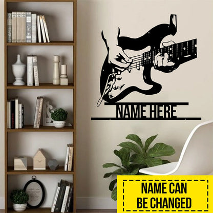 Personalized Guitarist Metal Wall Art With Led Lights