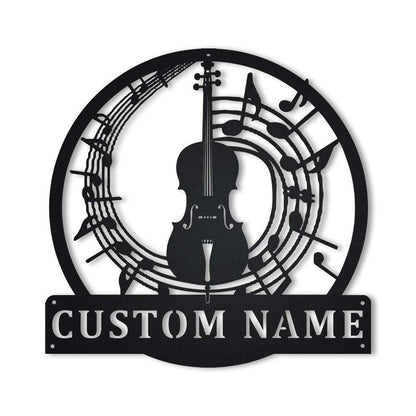 Personalized Cello Monogram Metal Sign Art With LED Lights