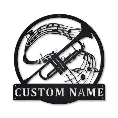 Personalized Trumpet Monogram Metal Sign Art With LED Lights