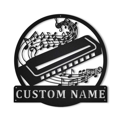 Personalized Harmonica Monogram Metal Sign Art With LED Lights