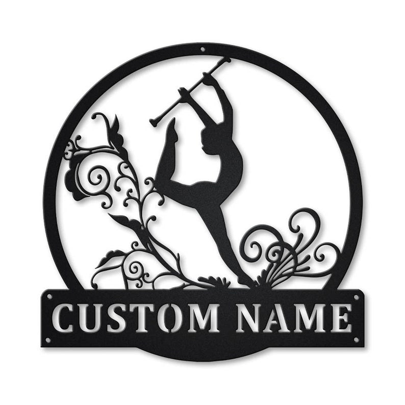 Personalized Baton Twirling Monogram Metal Sign Art With LED Lights