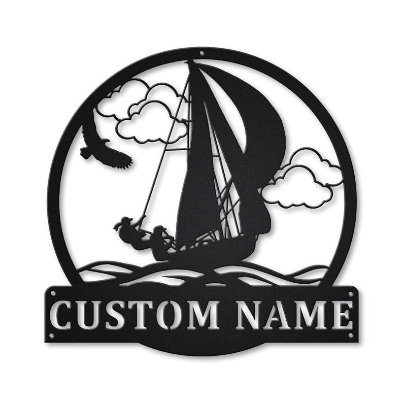 Personalized Sailing Monogram Metal Sign Art With LED Lights