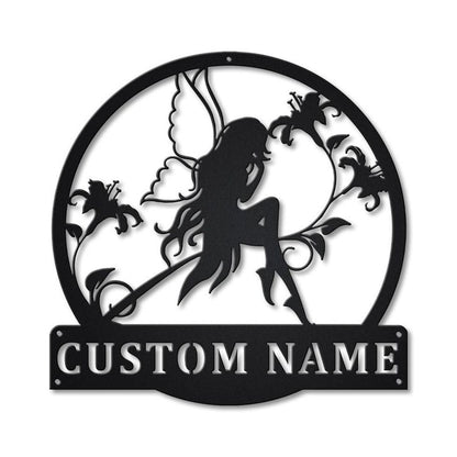 Personalized Fairy Monogram Metal Sign Art With LED Lights