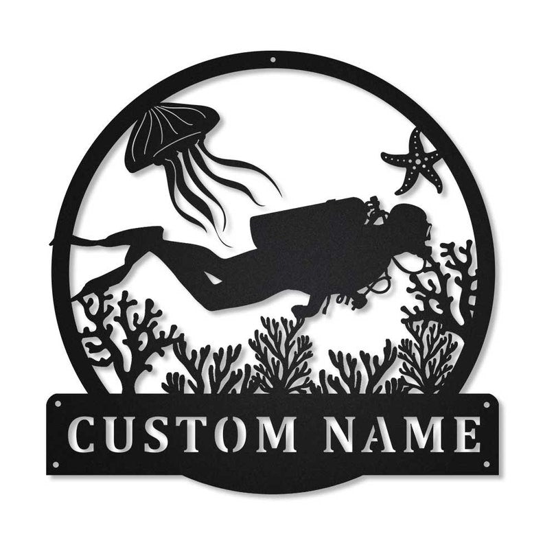 Personalized Scuba Diving Monogram Metal Sign Art With LED Lights