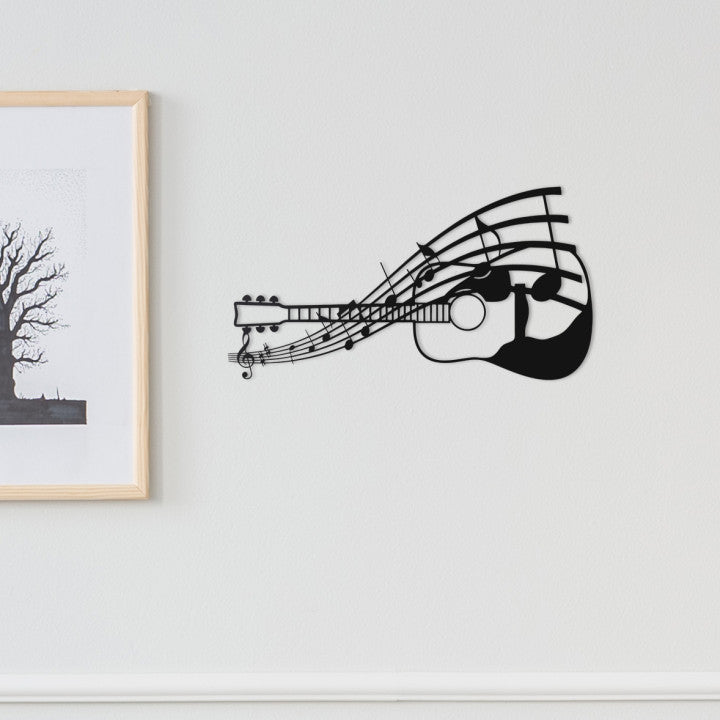 Elegant Guitar Metal Wall Art With LED Lights