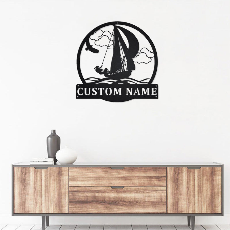 Personalized Sailing Monogram Metal Sign Art With LED Lights