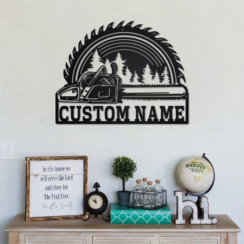 Custom Chainsaw Metal Wall Art With LED Lights