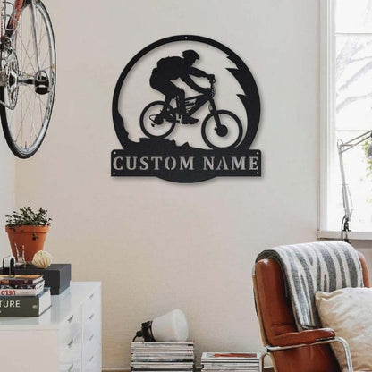 Personalized BMX Biker Monogram Metal Wall Art With LED Lights