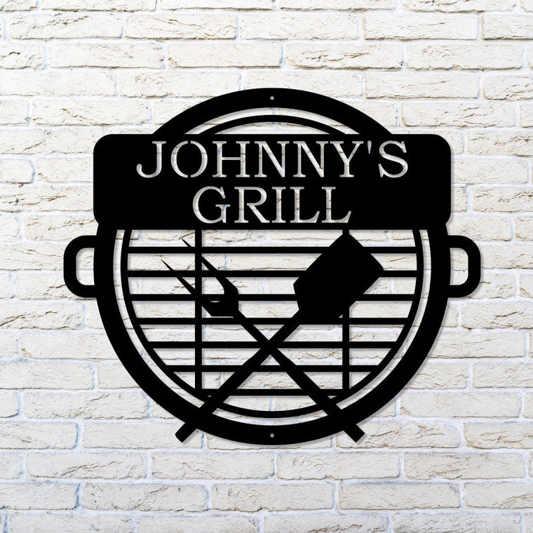 Personalized BBQ Grill Metal Wall Art With LED Lights