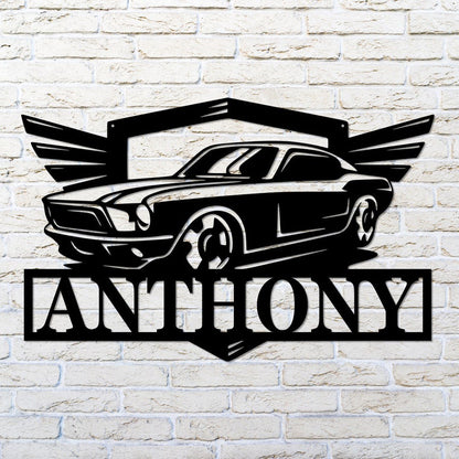 Personalized Car Mustang Metal Wall Art With LED Lights