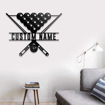 Custom Billiards Metal Wall Art With LED Lights