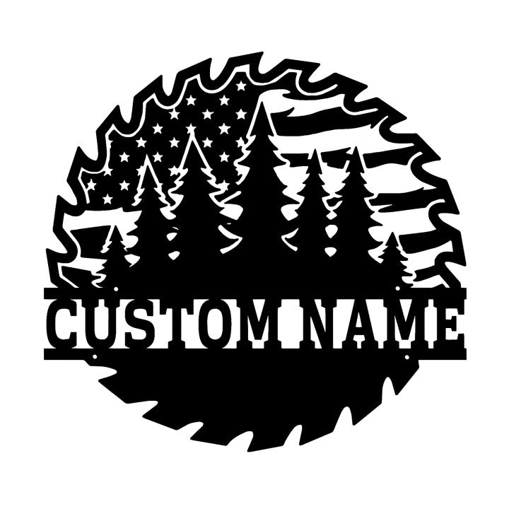 Custom US Lumberjack Saw Blade Truck Metal Wall Art With LED Lights