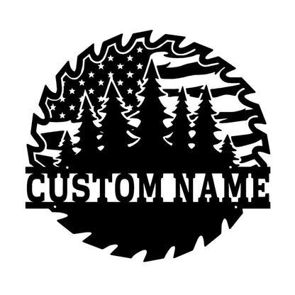 Custom US Lumberjack Saw Blade Truck Metal Wall Art With LED Lights